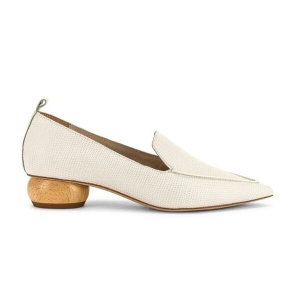 Jeffrey Campbell Viona Lizard Embossed Loafers Pointed Toe Sculpted Boho Heel 6 - Picture 1 of 10